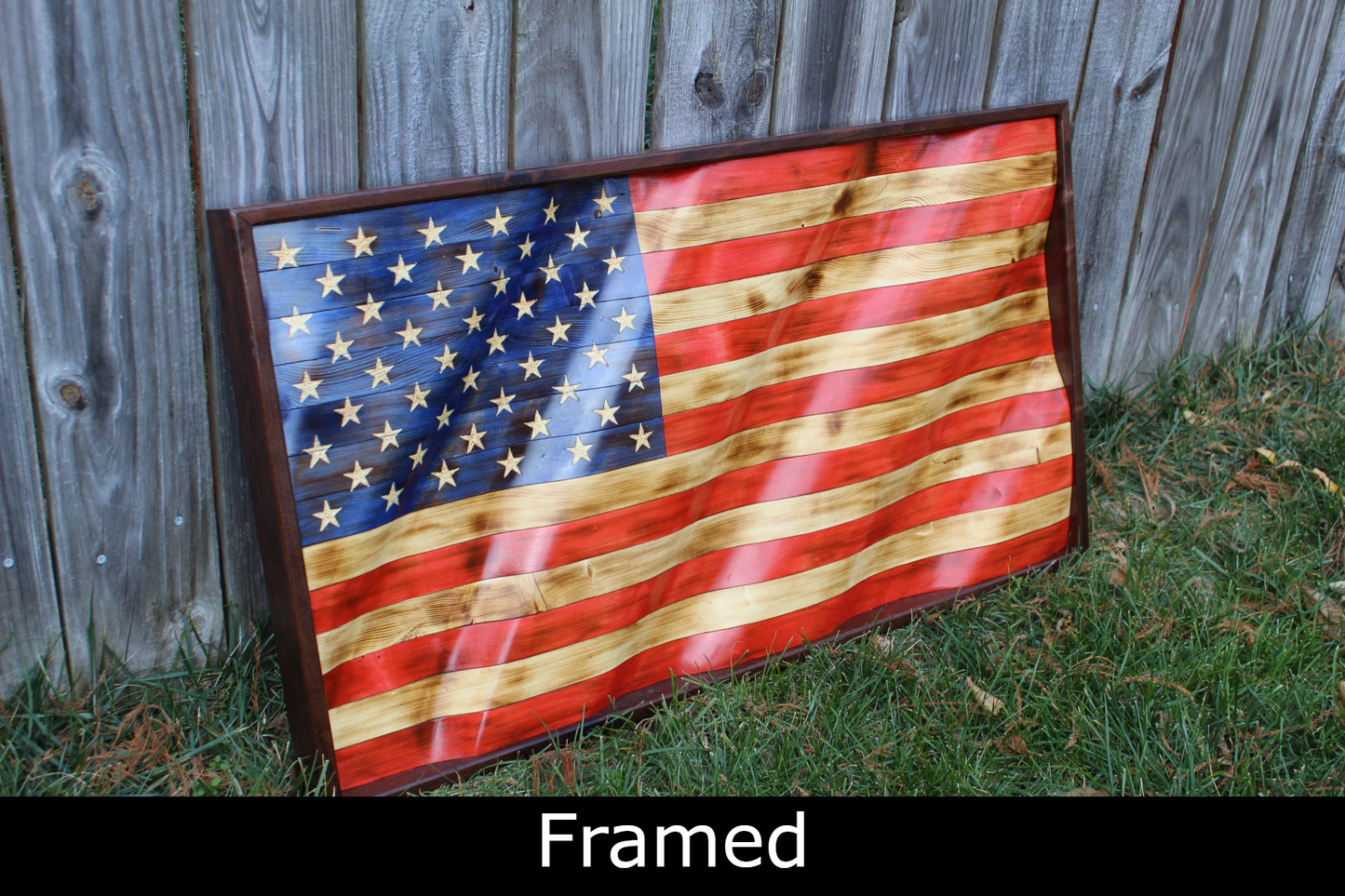 Rustic Wavy Wooden American Flag