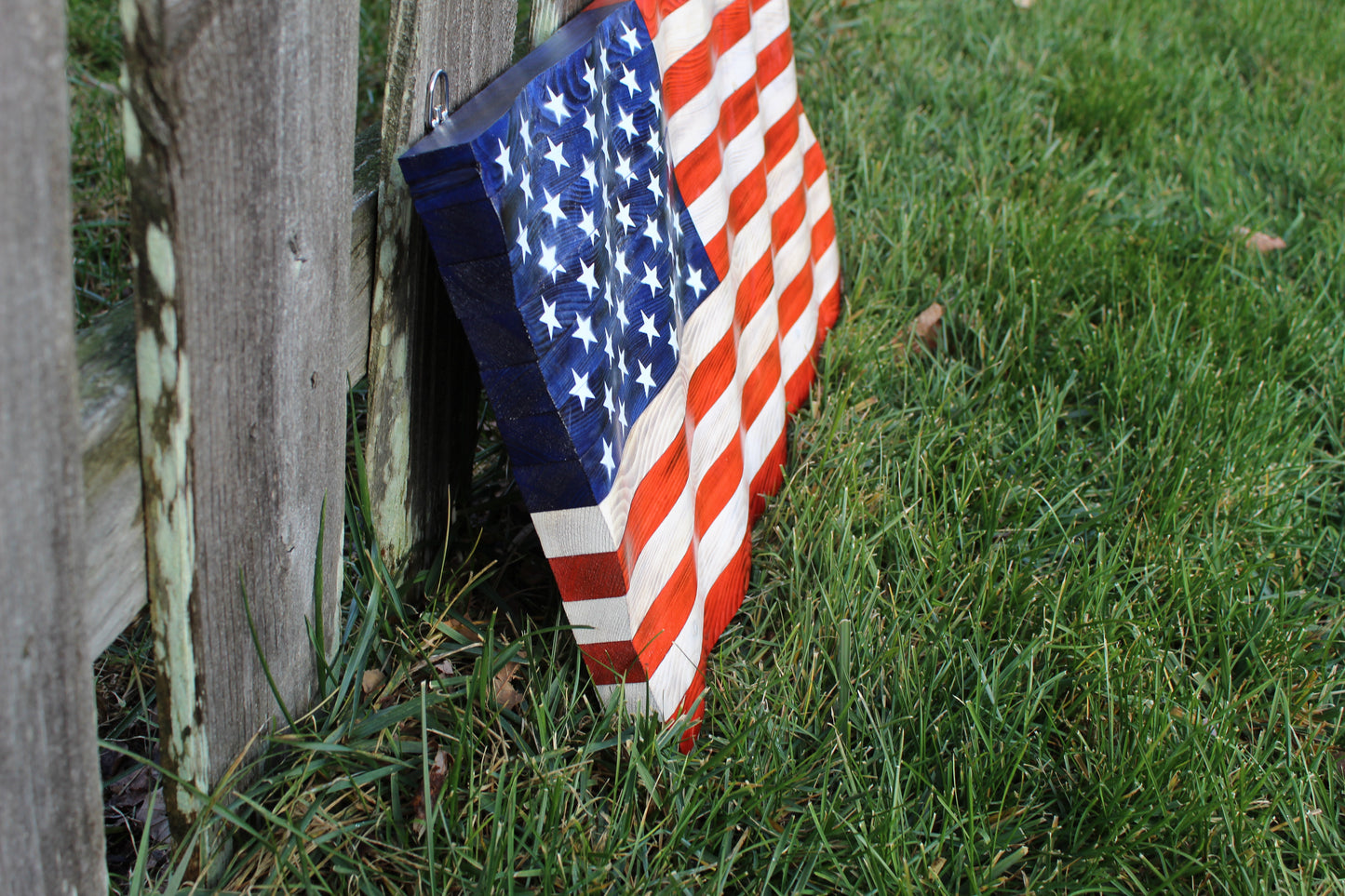 Wavy Wooden American Flag