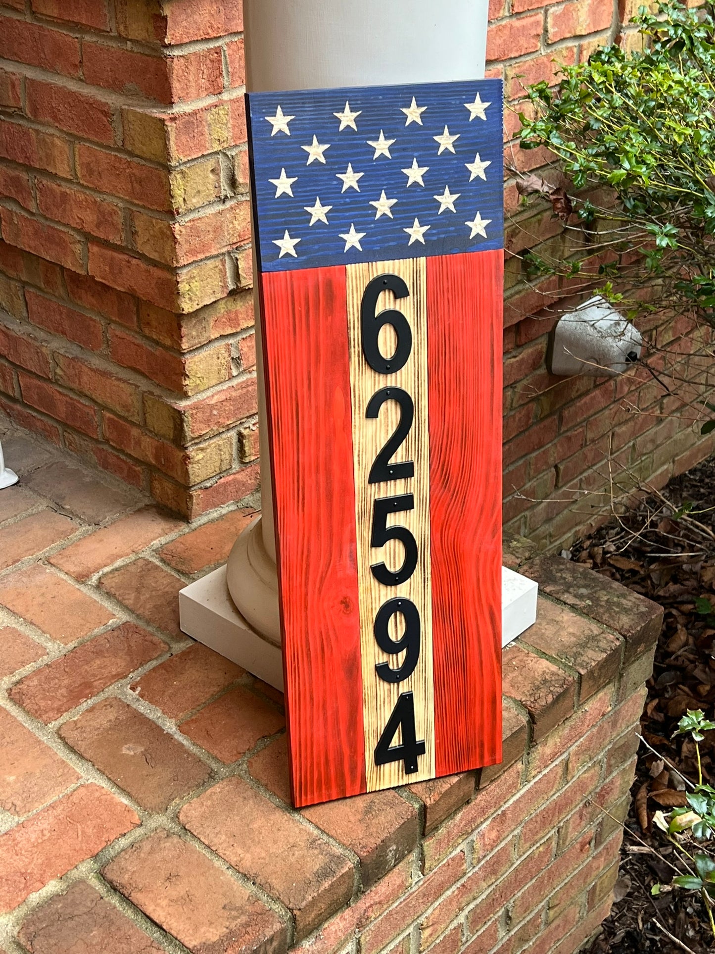 Rustic Wooden Patriotic Address Sign