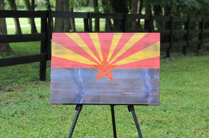 Rustic Wooden Arizona Flag