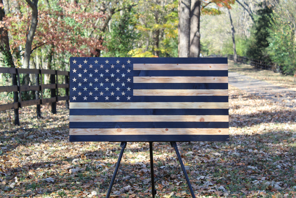 Rustic Wooden Charred American Flag