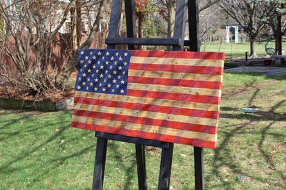 Rustic Wavy Wooden American Flag