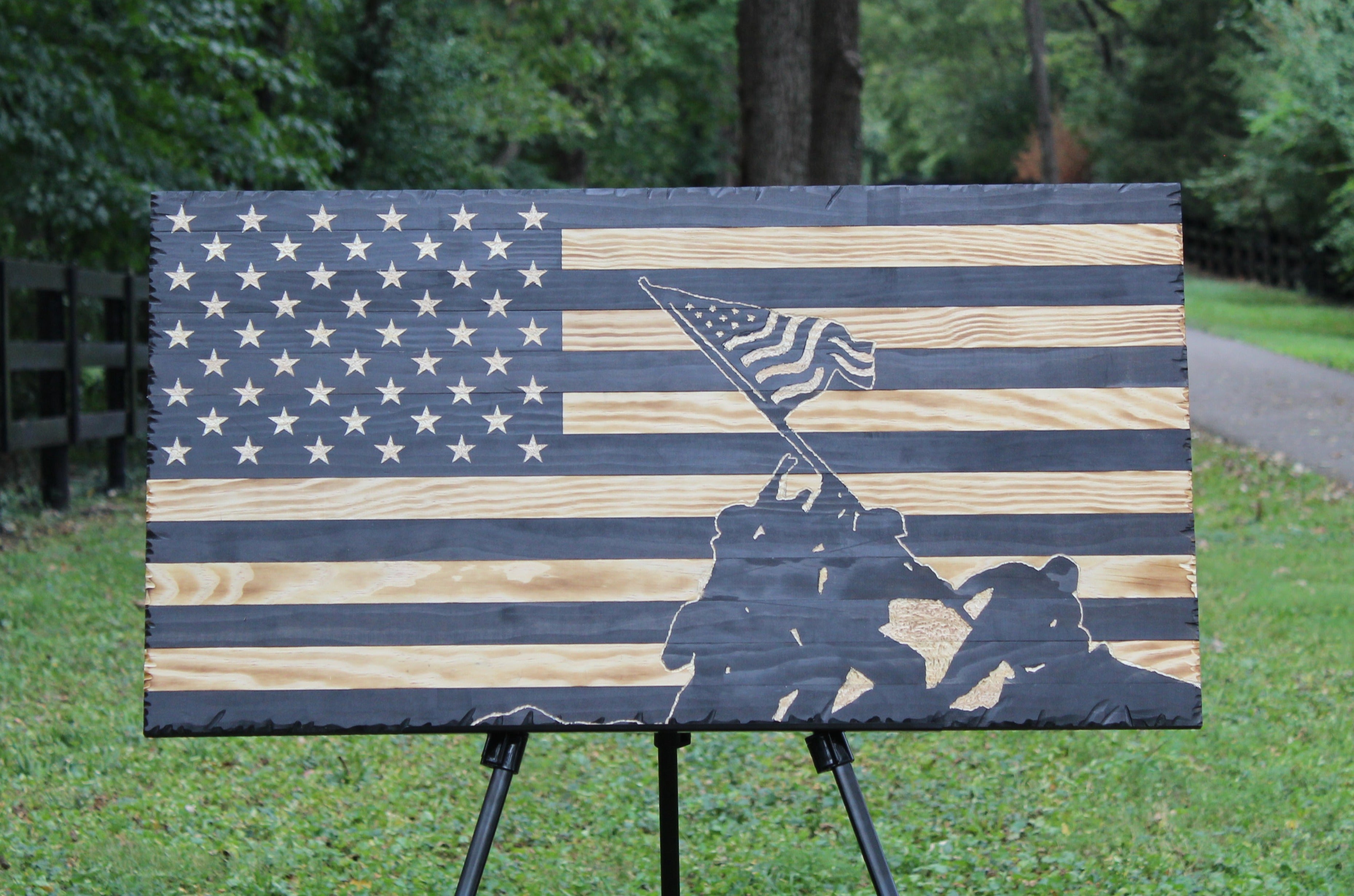 Rustic Wooden Iwo Jima Flag
