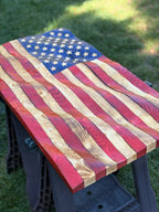 Rustic Wavy Wooden American Flag
