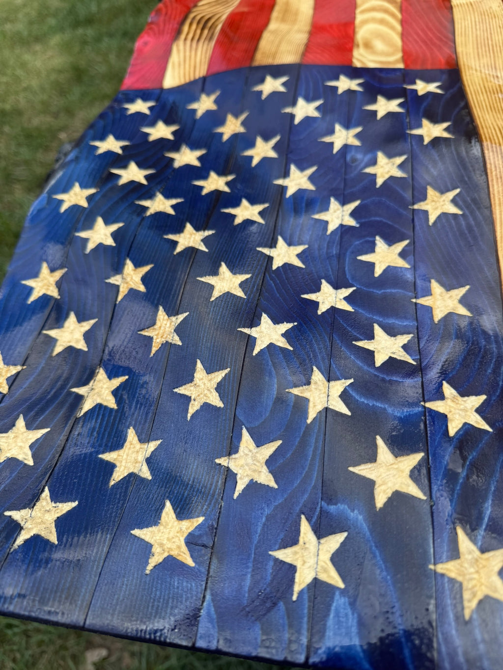 Rustic Wavy Wooden American Flag