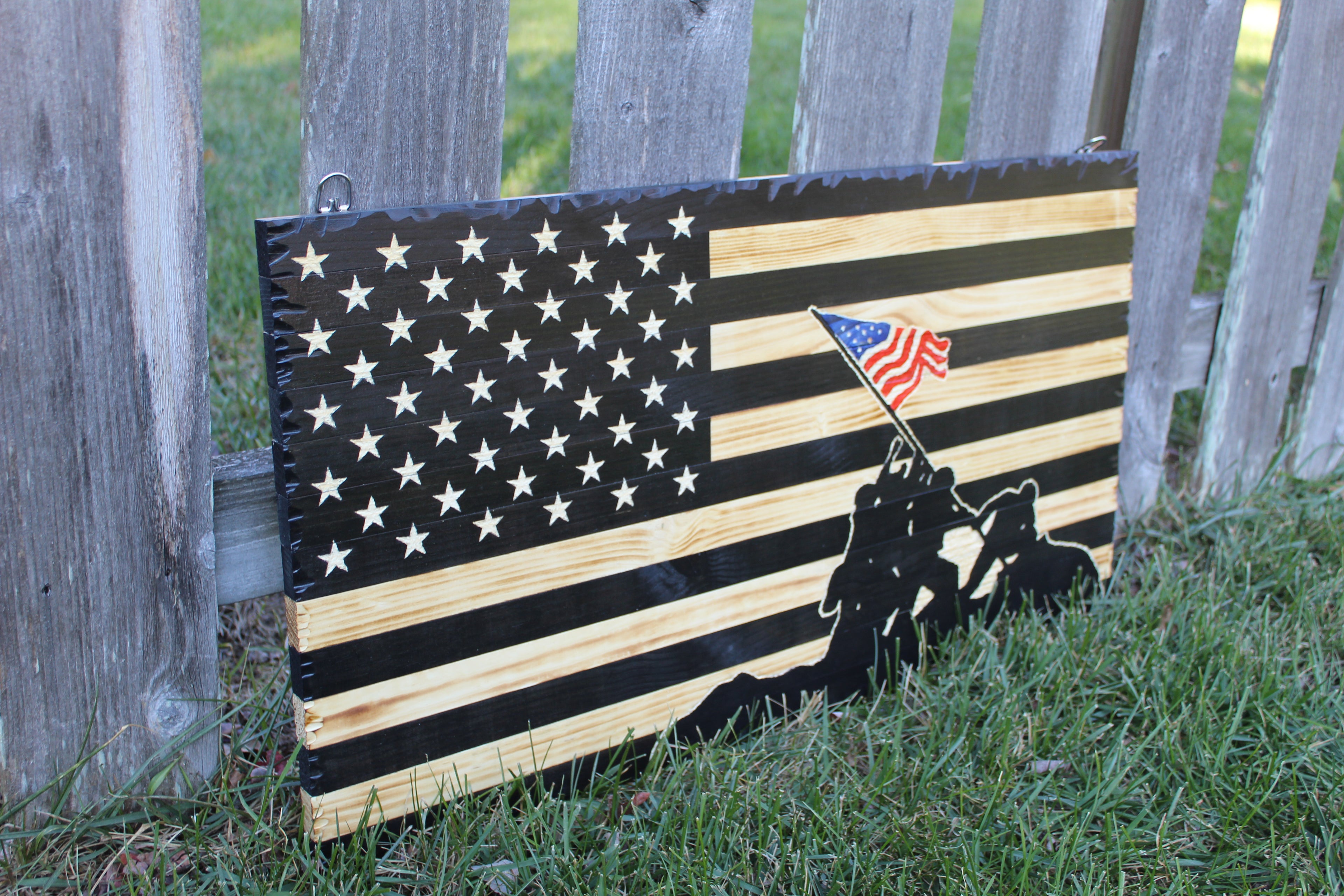 Rustic Wooden Iwo Jima Flag