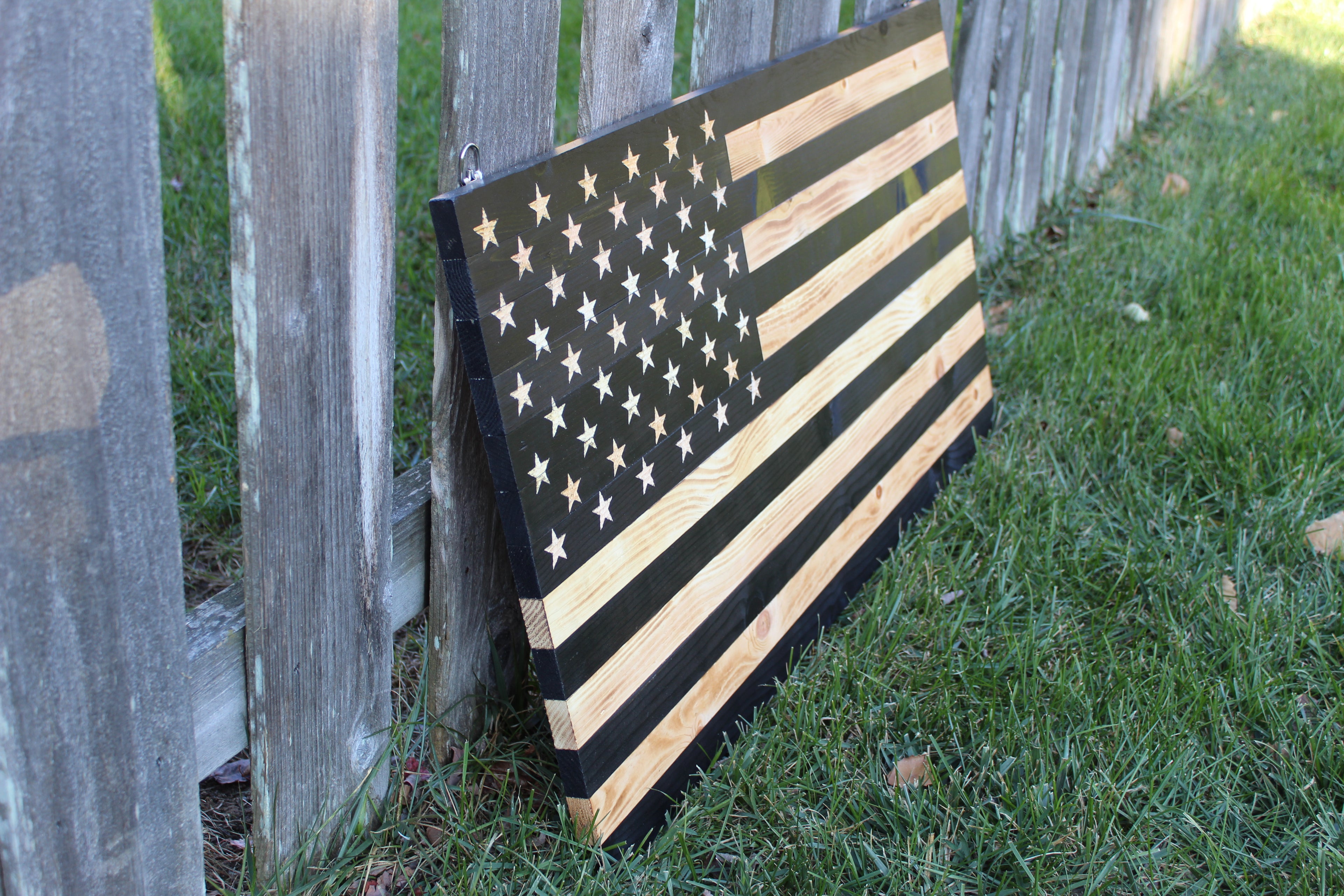 Rustic Wooden Charred American Flag