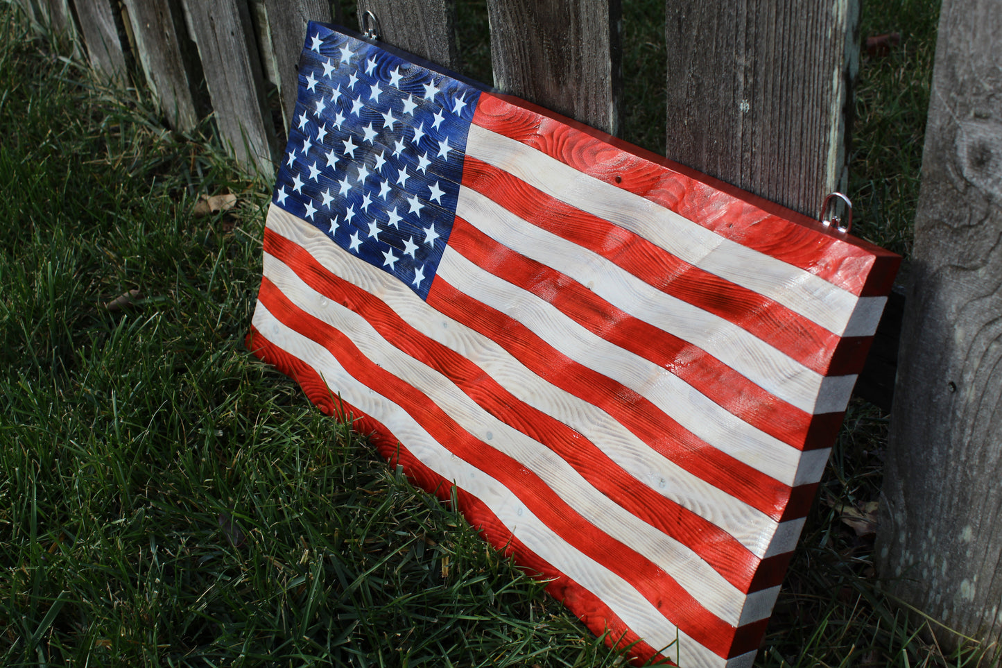 Wavy Wooden American Flag