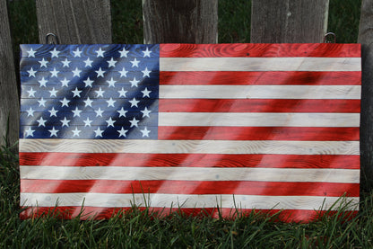 Wavy Wooden American Flag