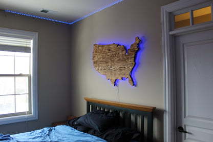 Rustic Wooden USA Outline