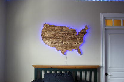 Rustic Wooden USA Outline