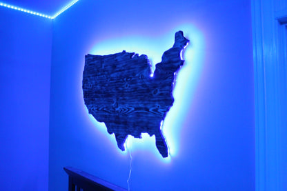 Rustic Wooden USA Outline