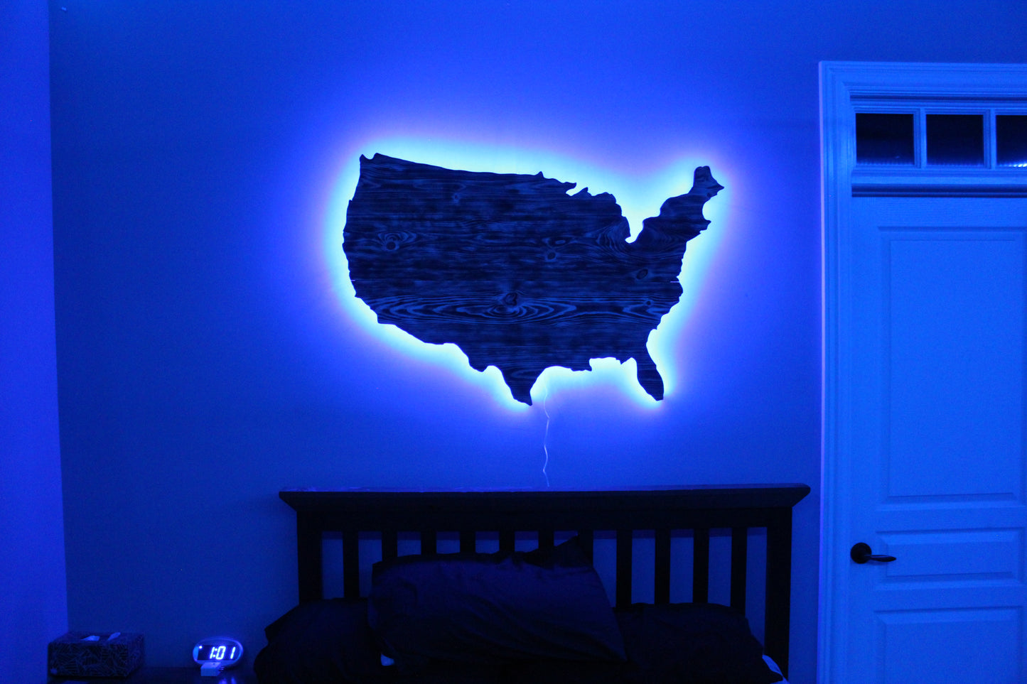 Rustic Wooden USA Outline