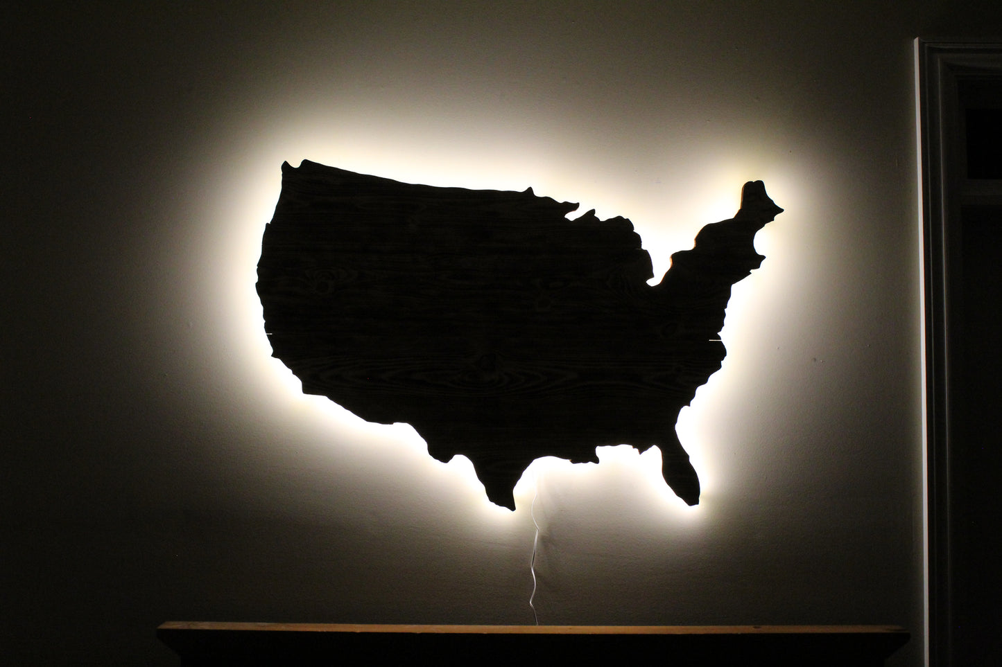 Rustic Wooden USA Outline