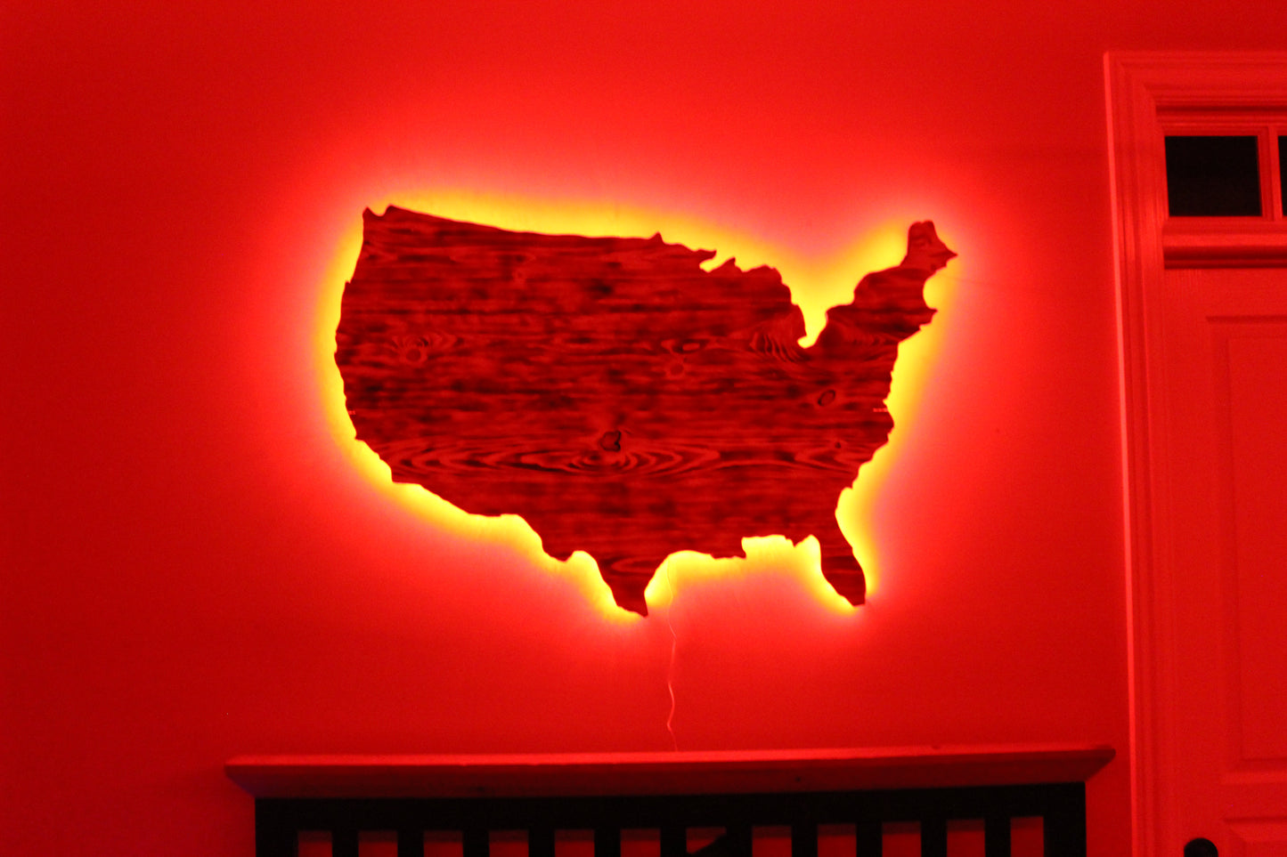 Rustic Wooden USA Outline