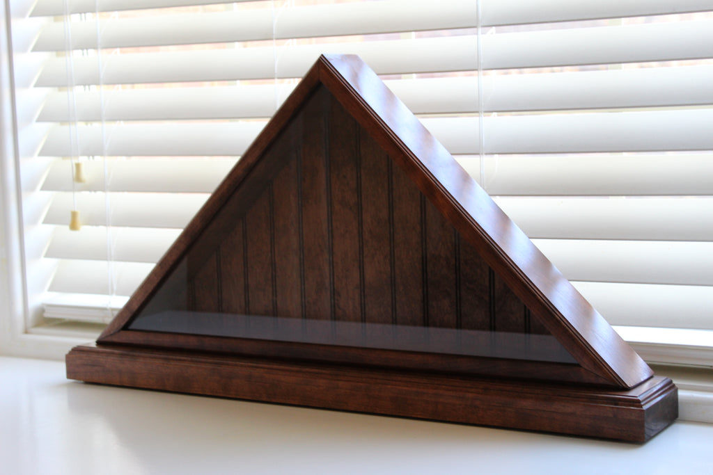 Hard Wood Military Flag Display Case With Base