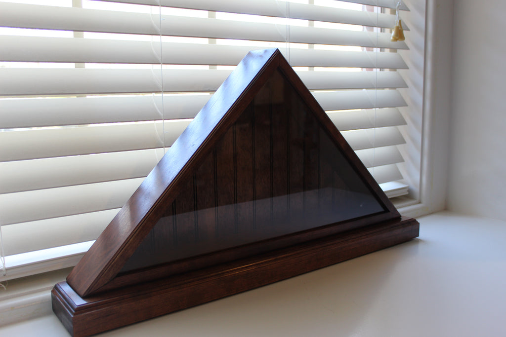 Hard Wood Military Flag Display Case With Base