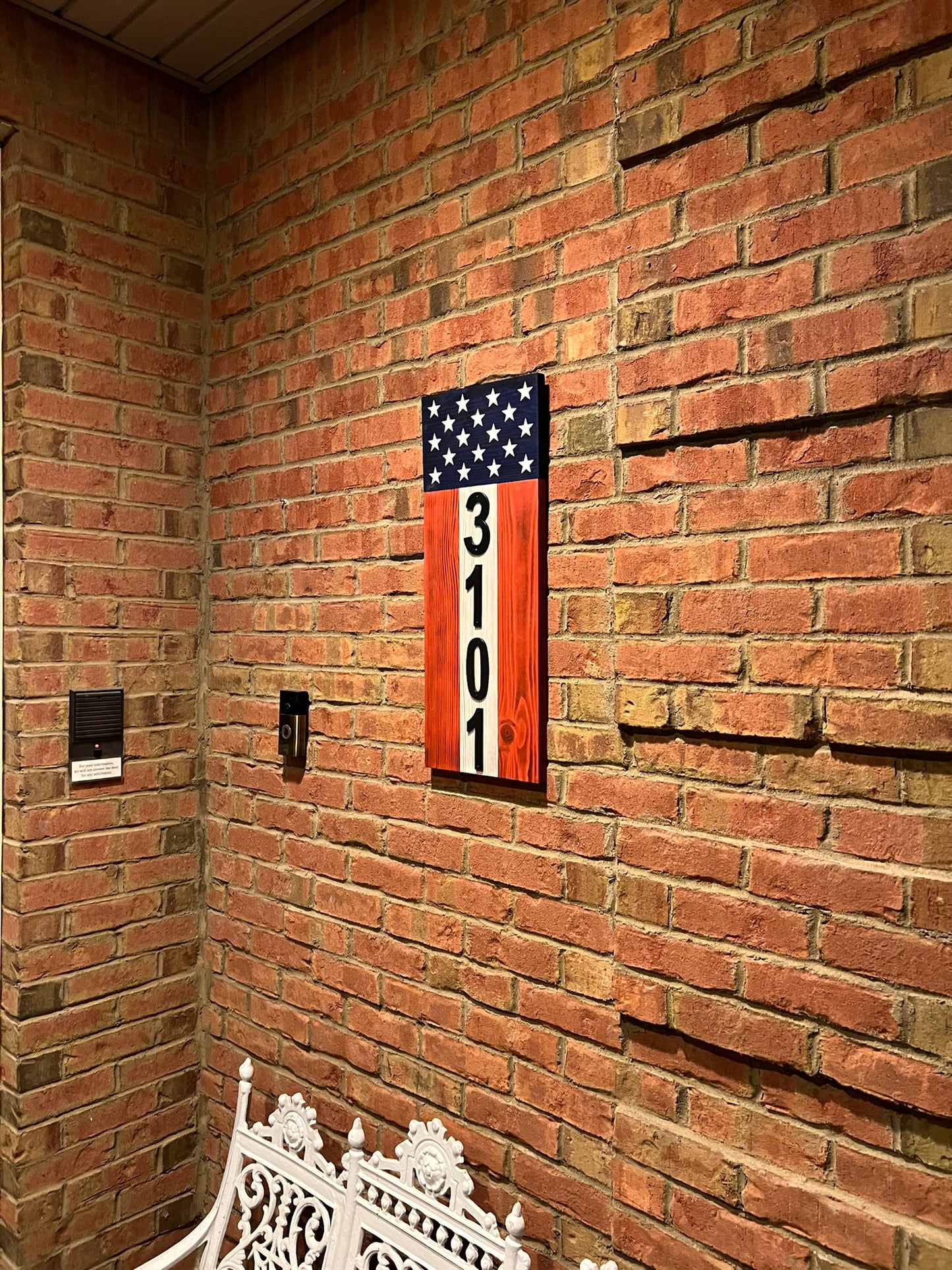 Wooden Patriotic Address Sign