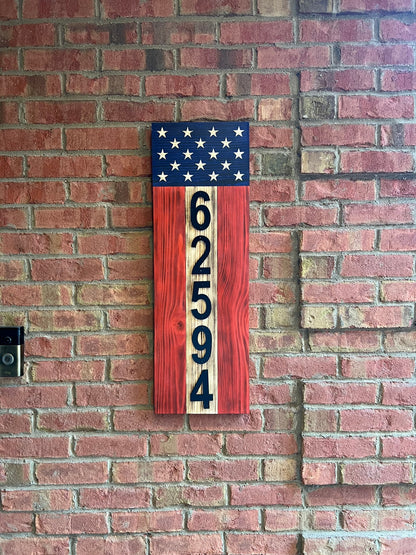 Rustic Wooden Patriotic Address Sign