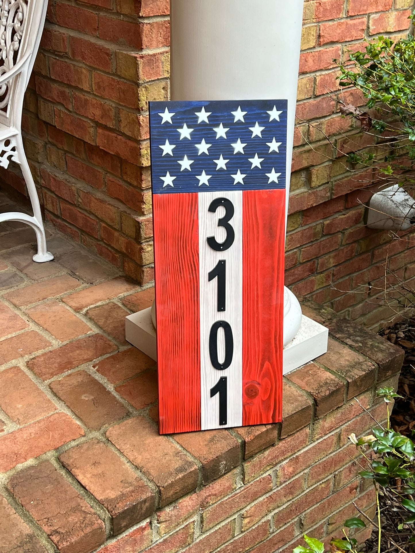 Wooden Patriotic Address Sign