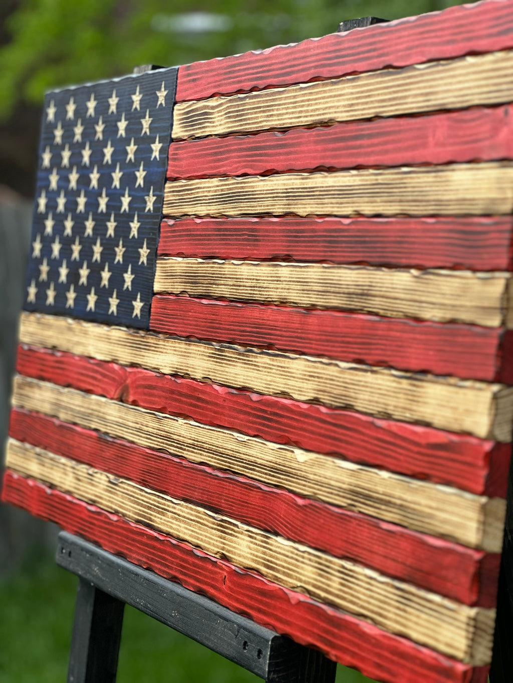 Rustic Wooden American Flag