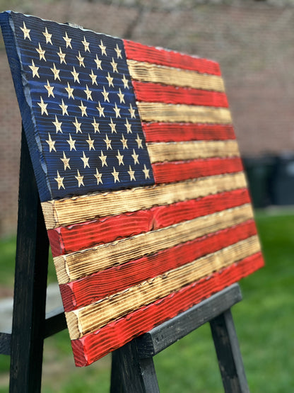 Rustic Wooden American Flag