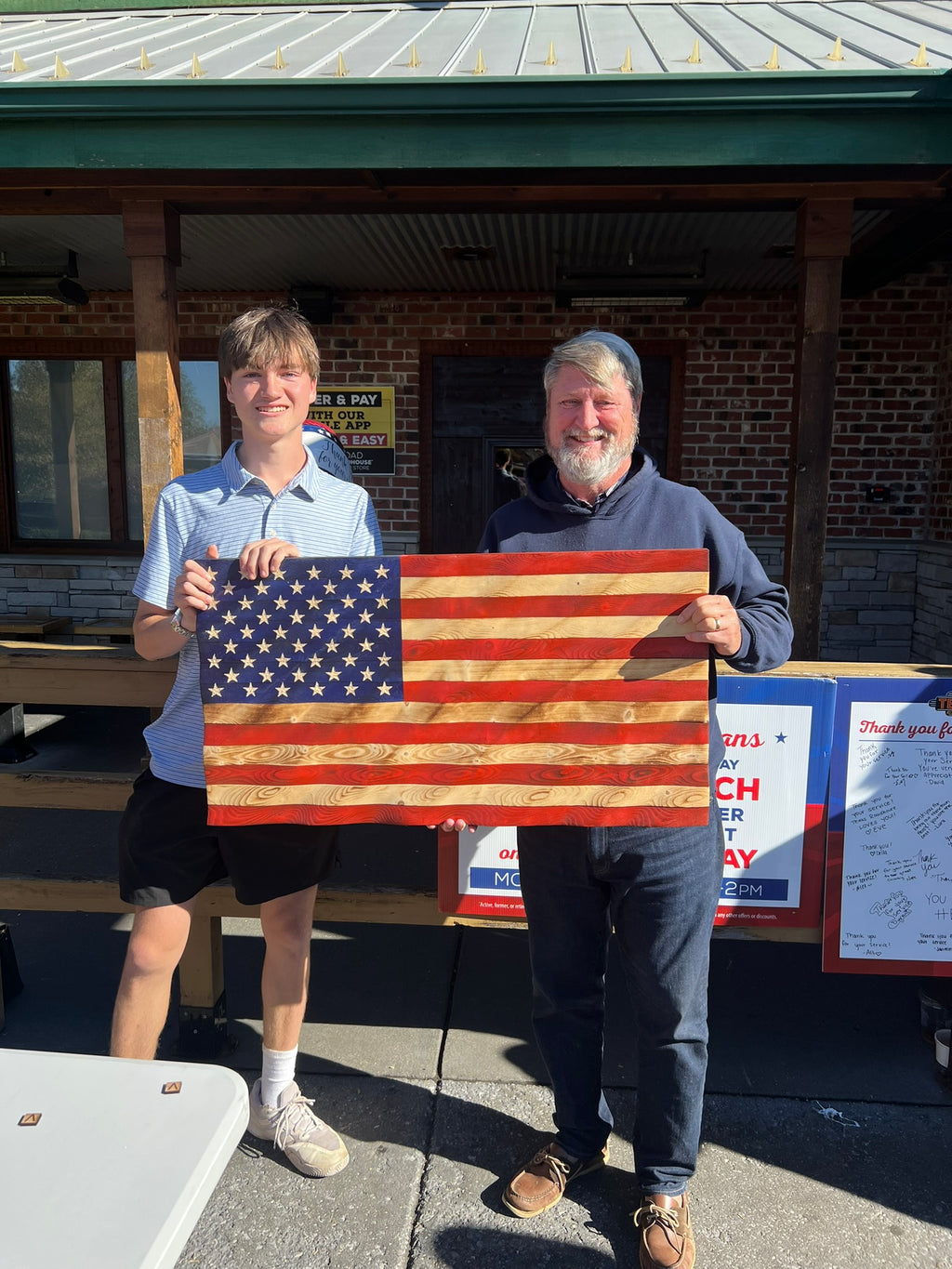 Rustic Wavy Wooden American Flag