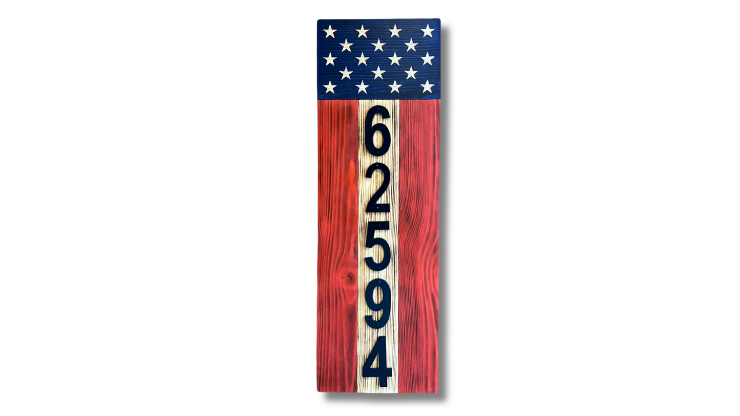 Rustic Wooden Patriotic Address Sign