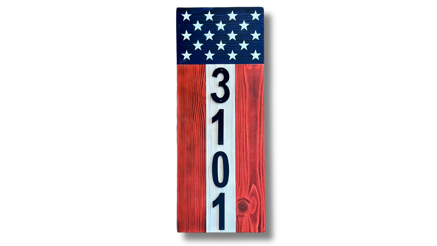 Wooden Patriotic Address Sign