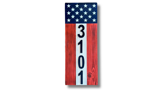 Wooden Patriotic Address Sign