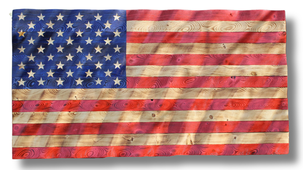 Rustic Wavy Wooden American Flag