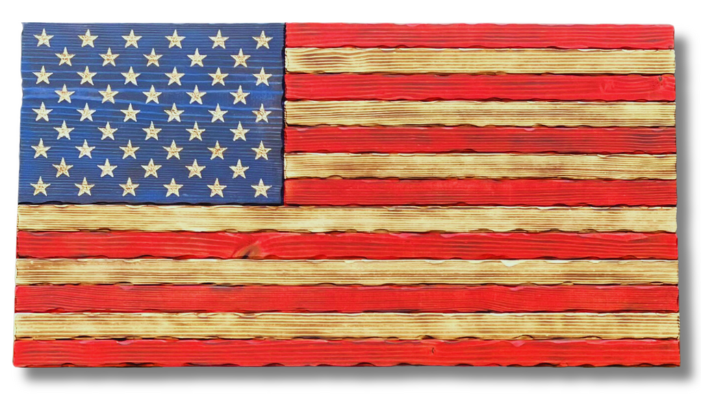 Rustic Wooden American Flag