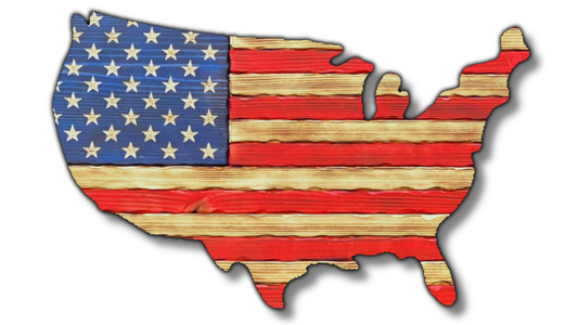Rustic Wooden USA Outline Flag