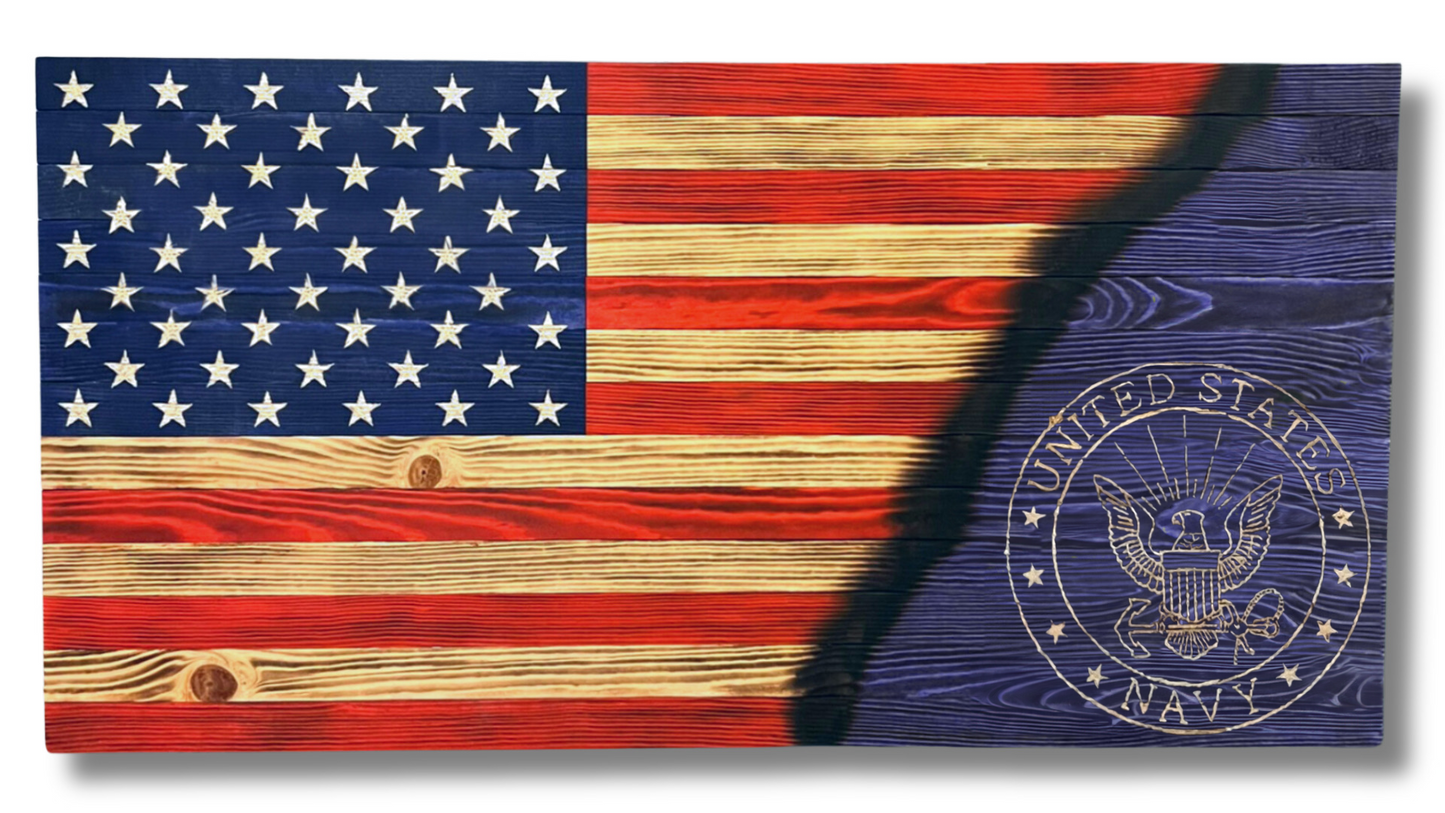 Rustic Wooden Navy Flag