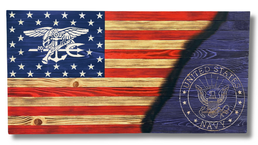 Rustic Wooden Navy Seal Flag