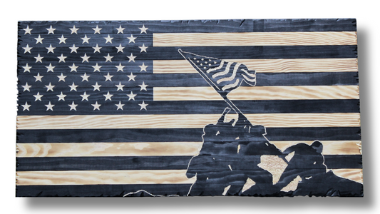 Rustic Wooden Iwo Jima Flag