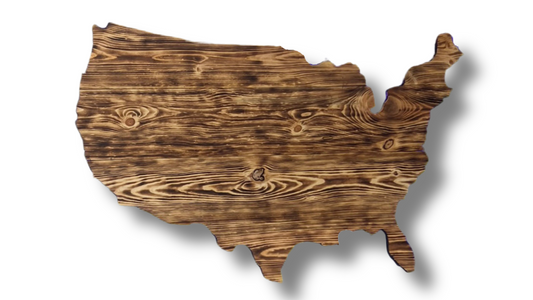 Rustic Wooden USA Outline