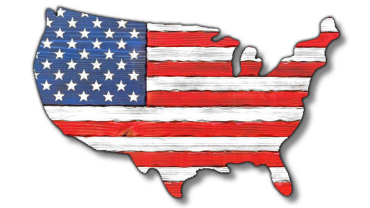 Wooden USA Outline Flag