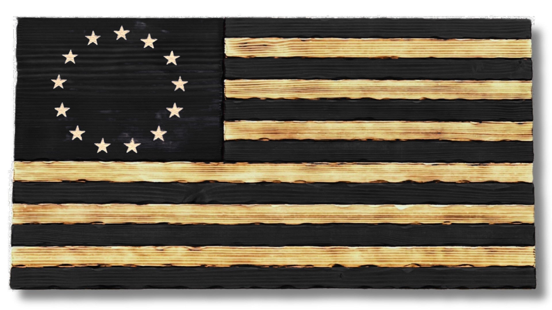 Rustic Wooden Charred Betsy Ross Flag
