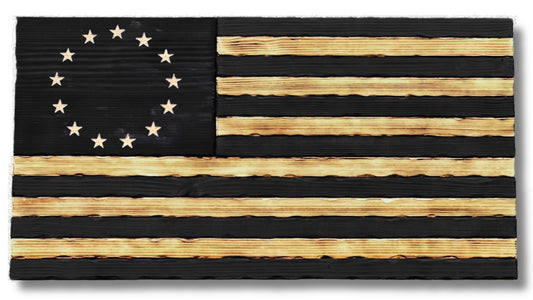 Rustic Wooden Charred Betsy Ross Flag