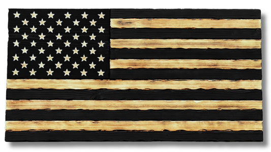 Rustic Wooden Charred American Flag